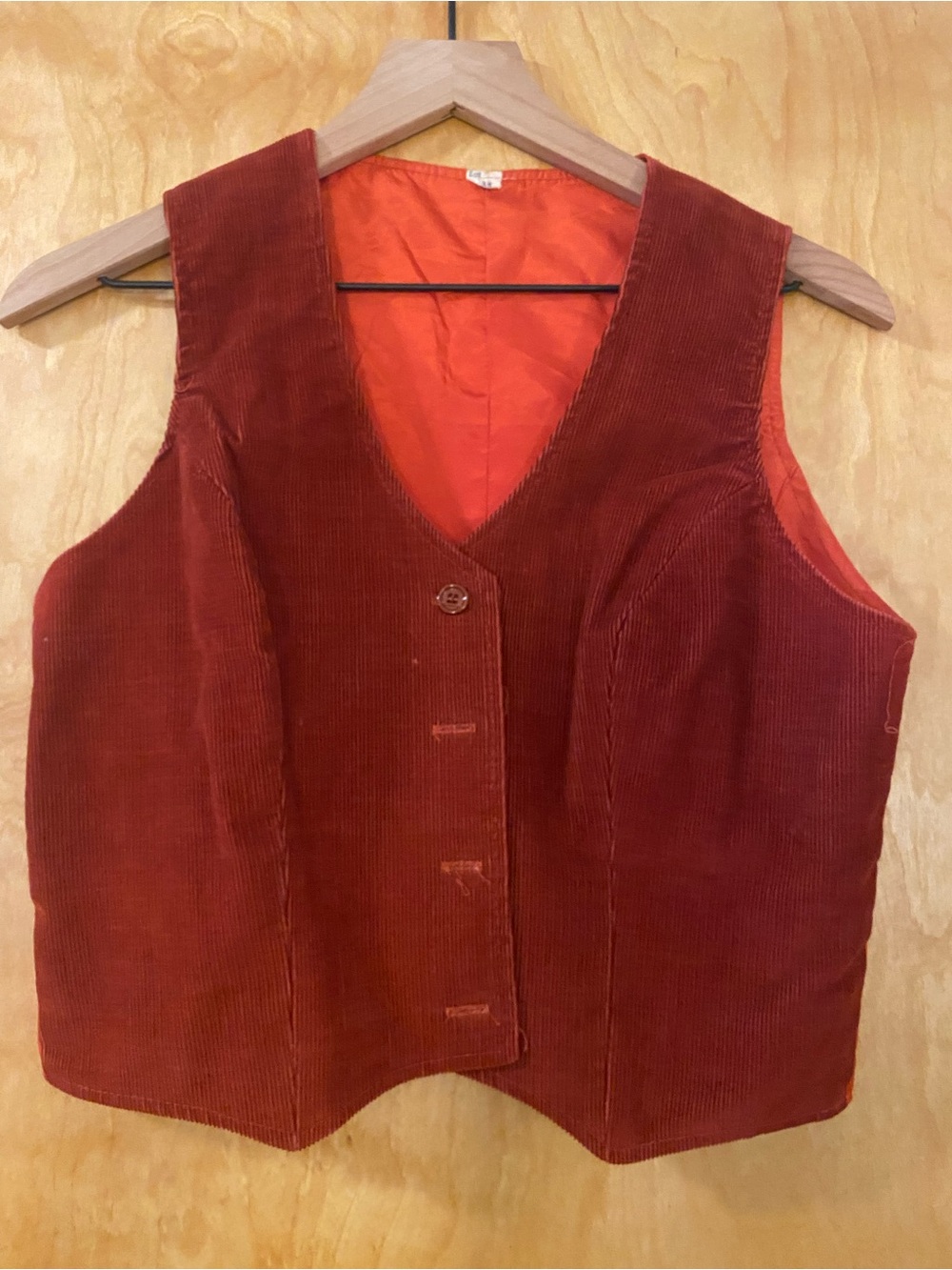 Rust Corduroy V-Neck Vest - Unbranded
